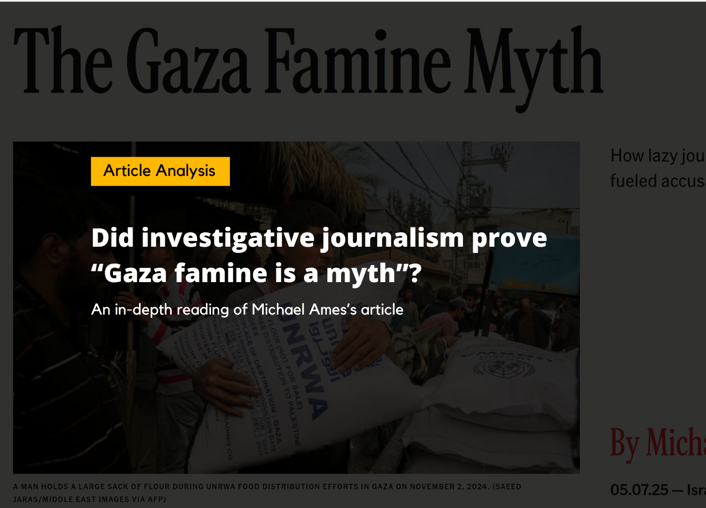 Is Gaza Famine a myth? A claim by Michael Ames.